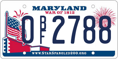 MD license plate 0BF2788