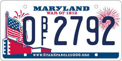 MD license plate 0BF2792