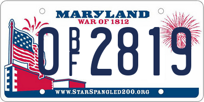 MD license plate 0BF2819