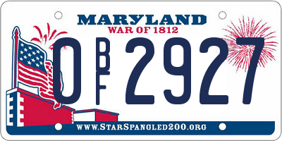 MD license plate 0BF2927
