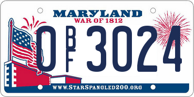 MD license plate 0BF3024