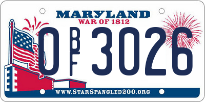 MD license plate 0BF3026