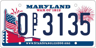 MD license plate 0BF3135
