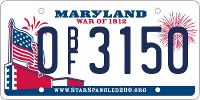 MD license plate 0BF3150