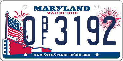MD license plate 0BF3192