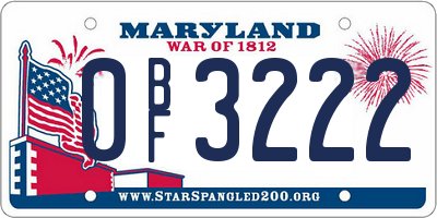MD license plate 0BF3222