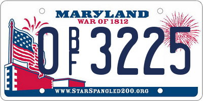 MD license plate 0BF3225