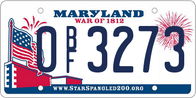 MD license plate 0BF3273