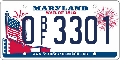 MD license plate 0BF3301