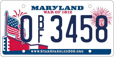 MD license plate 0BF3458