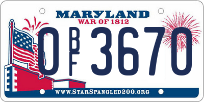MD license plate 0BF3670