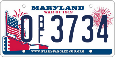 MD license plate 0BF3734
