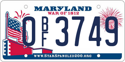 MD license plate 0BF3749