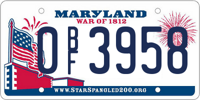 MD license plate 0BF3958