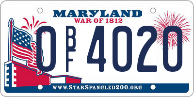 MD license plate 0BF4020