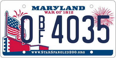 MD license plate 0BF4035