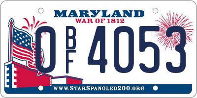 MD license plate 0BF4053