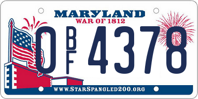 MD license plate 0BF4378