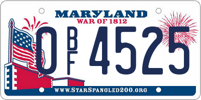 MD license plate 0BF4525