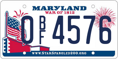 MD license plate 0BF4576