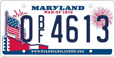 MD license plate 0BF4613