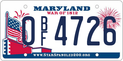 MD license plate 0BF4726