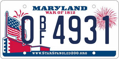 MD license plate 0BF4931