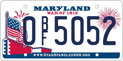 MD license plate 0BF5052
