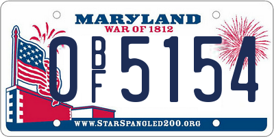 MD license plate 0BF5154