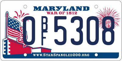 MD license plate 0BF5308