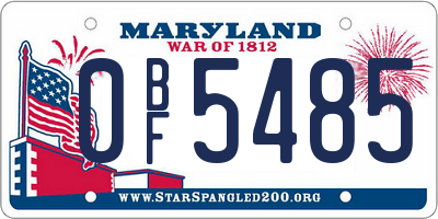 MD license plate 0BF5485