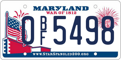 MD license plate 0BF5498
