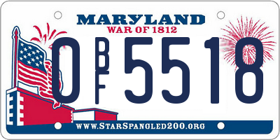 MD license plate 0BF5518