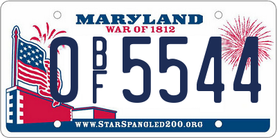 MD license plate 0BF5544