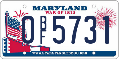 MD license plate 0BF5731