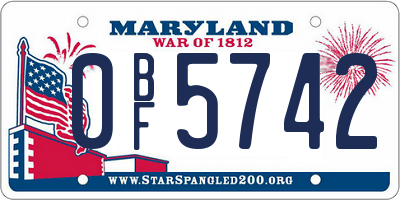 MD license plate 0BF5742