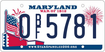 MD license plate 0BF5781