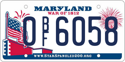MD license plate 0BF6058