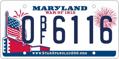 MD license plate 0BF6116