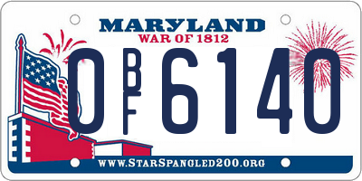 MD license plate 0BF6140