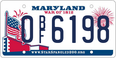 MD license plate 0BF6198