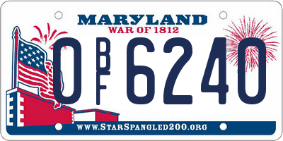 MD license plate 0BF6240