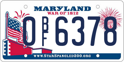 MD license plate 0BF6378