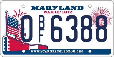 MD license plate 0BF6388