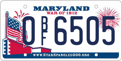 MD license plate 0BF6505