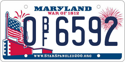 MD license plate 0BF6592