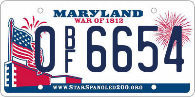 MD license plate 0BF6654