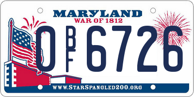 MD license plate 0BF6726