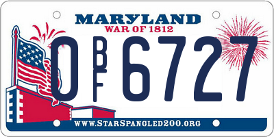 MD license plate 0BF6727