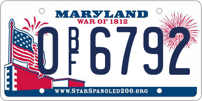 MD license plate 0BF6792